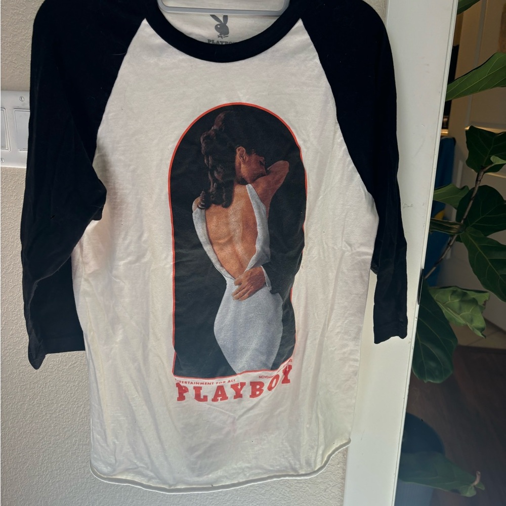 Playboy Cream and Black Logo Tee